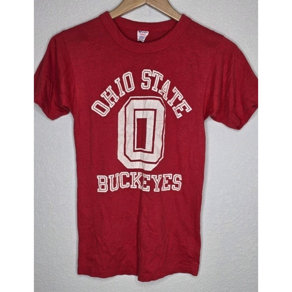 Vintage Champion Ohio State Buckeyes T-Shirt Woman S Red Graphic Short Sleeve